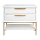 MORETTI 2-DRAWER BEDSIDE TABLE SATIN WHITE/GOLD LARGE