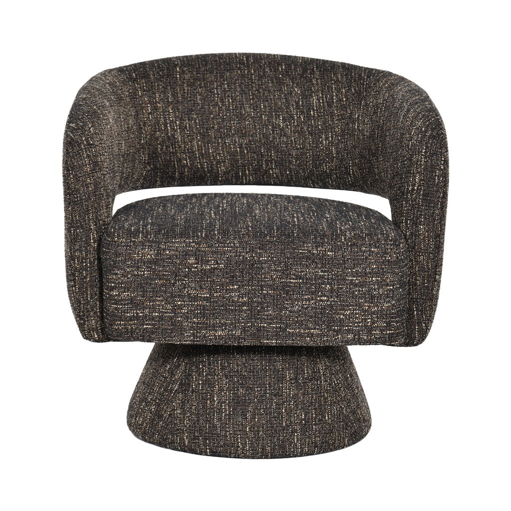 LESTER FABRIC ACCENT ARMCHAIR 360 DEGREE SWIVEL CHOCOLATE