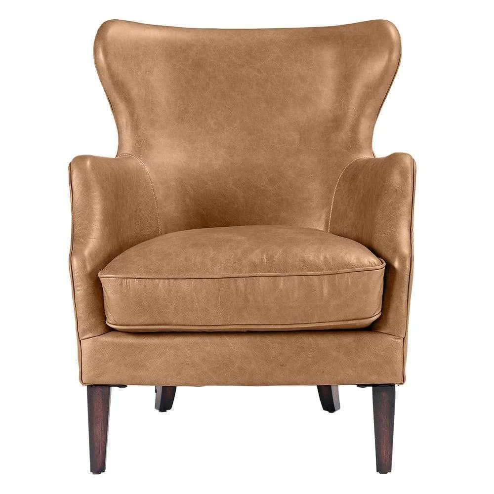 ANSEL LIGHT BROWN ARMCHAIR TOP GRAIN COW LEATHER