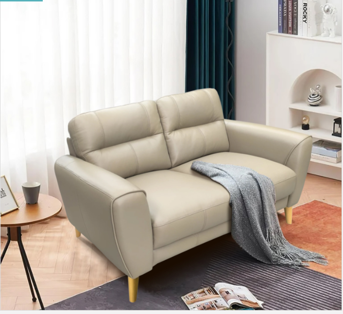 VIGGO 2-SEATER LEATHER SOFA LIGHT BROWN