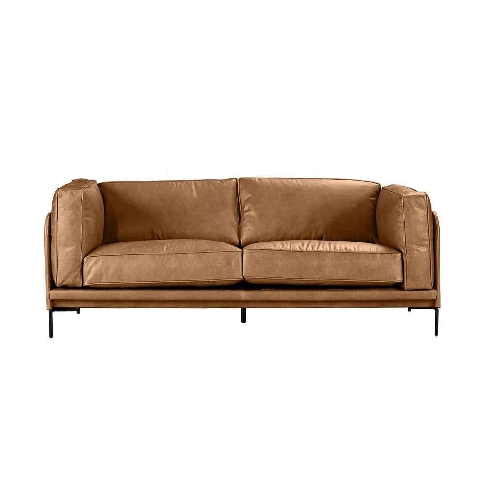 DAVIEN LIGHT BROWN 2.5 SEATER SOFA TOP GRAIN COW LEATHER