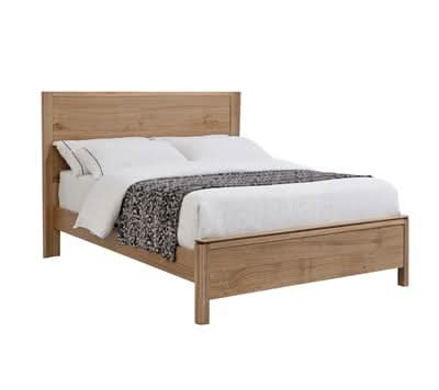 AKSEL MESSMATE TIMBER QUEEN BED - LIGHT SMOKE