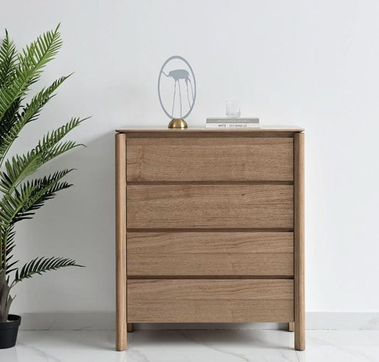 AKSEL MESSMATE TIMBER 4-DRAWER TALLBOY/CHEST OF DRAWERS LIGHT SMOKE