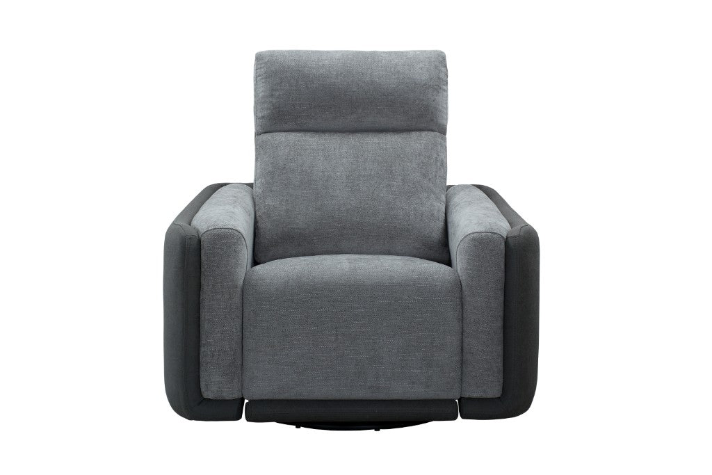 LUND FABRIC ARMCHAIR 1 SINGLE SEATER ELECTRIC RECLINER SOFA TWO TONE GREY