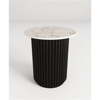 LUZON ROUND MARBLE TOP SIDE TABLE /LAMP TABLE BLACK/WHITE