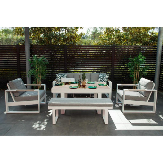 ANZIO 5 PIECE OUTDOOR SOFA SET WHITE