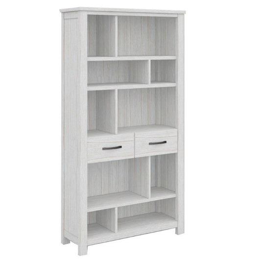 MANLY ABSTRACT BOOKCASE/DISPLAY UNIT IN BRUSHED WHITEWASH