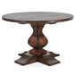 CORMIER SOLID MANGO WOOD ROUND PEDESTAL DINING TABLE 120CM