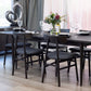 MEDRANO OAK 7 PIECE DINING SET SANDBLASTED BLACK EXTENSION DINING TABLE 170/230CM + 6 MEDRANO FABRIC SEAT DINING CHAIRS