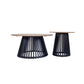 MILAN SET OF 2 COFFEE TABLES NATURAL TOPS WITH BLACK METAL LEGS