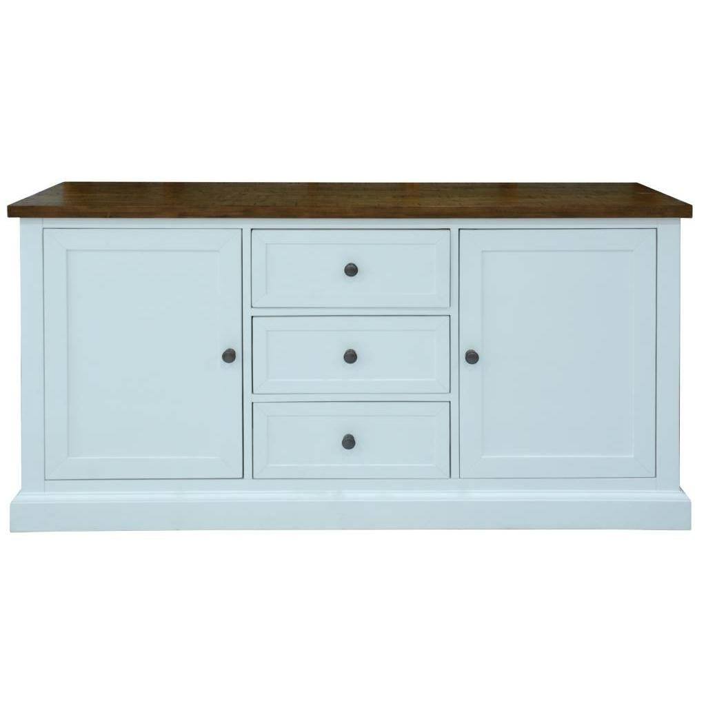VILLIERS HAMPTON SOLID ACACIA TIMBER 2-DOOR 3-DRAWER BUFFET SIDEBOARD OAK/WHITE