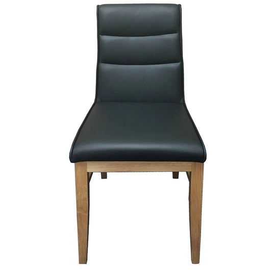 MORROW LEATHER DINING CHAIR BLACK/NATURAL