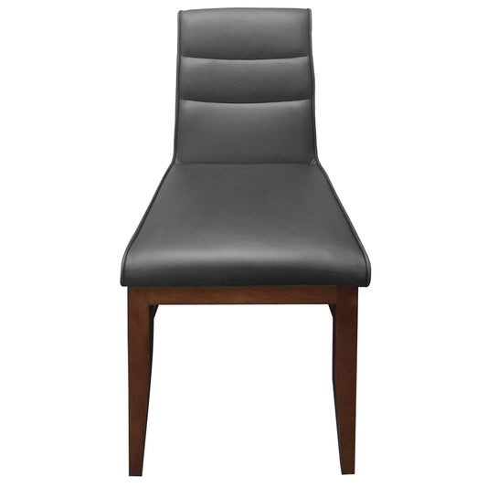 MORROW LEATHER DINING CHAIR GRAY/BLACKWOOD