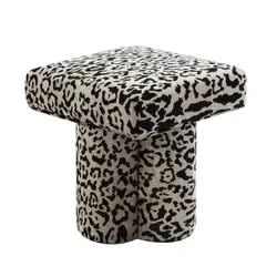 NAMAR STOOL - LEOPARD CHENILLE