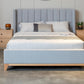 NERISSA QUEEN BED  WITH FABRIC VERTICAL PANEL HEADBOARD IN LIGHT GREY