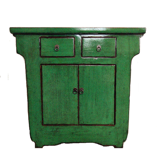 USHUN NGH003 CHINESE ANTIQUE RECYCLED  PINE TIMBER CABINET/CUPBOARD GREEN