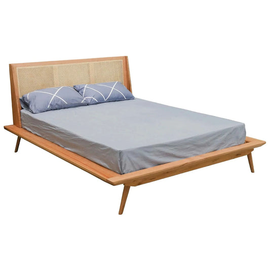 HADLEIGH OAK & RATTAN KING BED NATURAL
