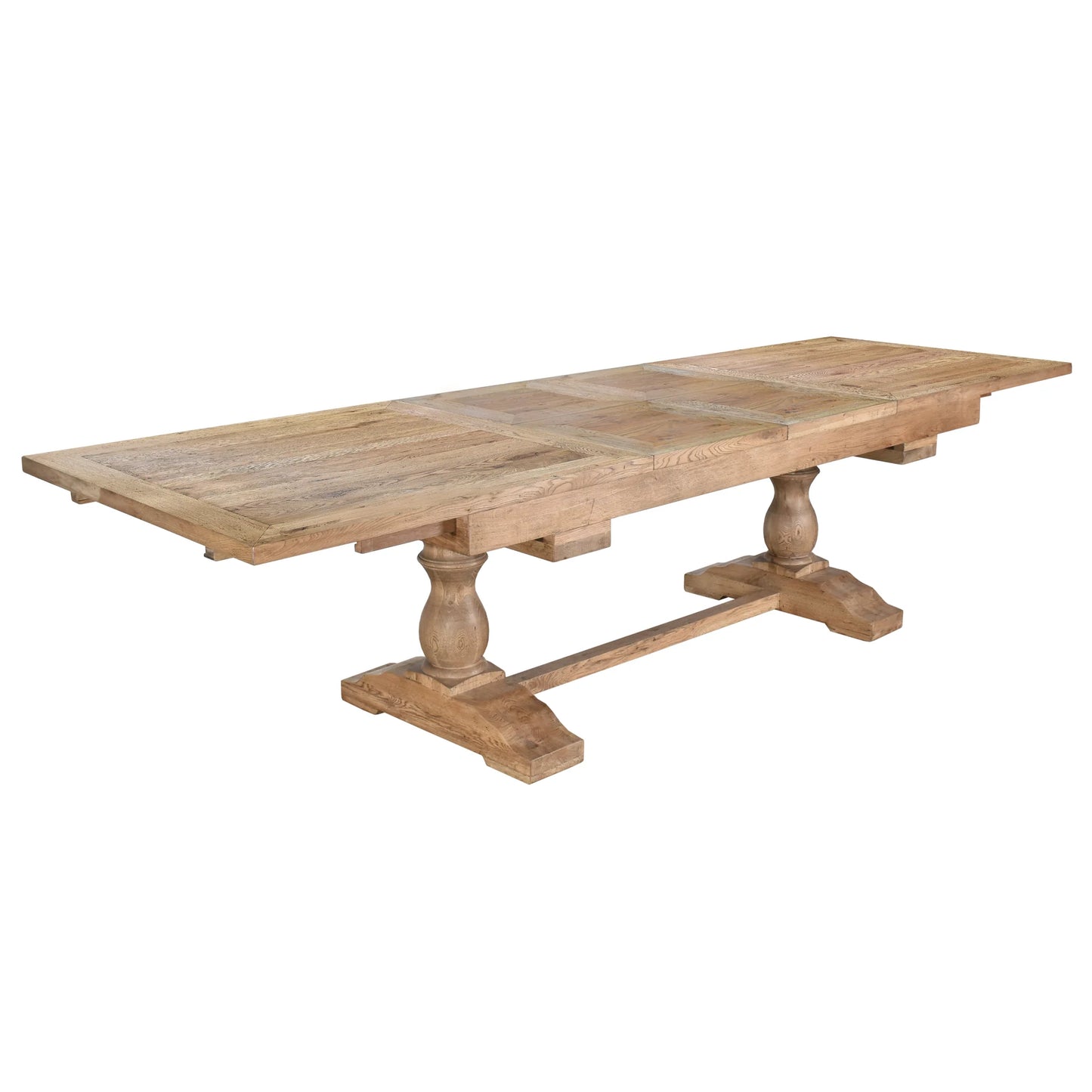 KAMURA SOLID OAK WOOD DOUBLE EXTENSION DINING TABLE NATURAL 310CM
