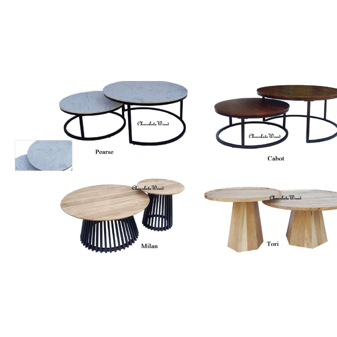 TORI SET OF 2 COFFEE TABLES  ACACIA WOOD TOPS AND LEGS