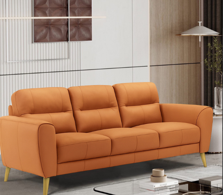 VIGGO 3-SEATER LEATHER SOFA ORANGE