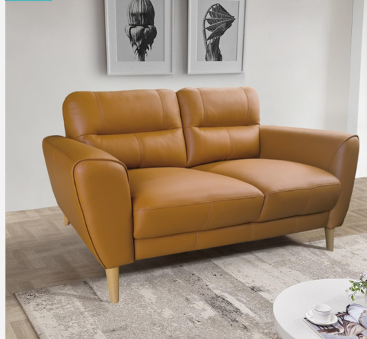 VIGGO 2-SEATER LEATHER SOFA ORANGE