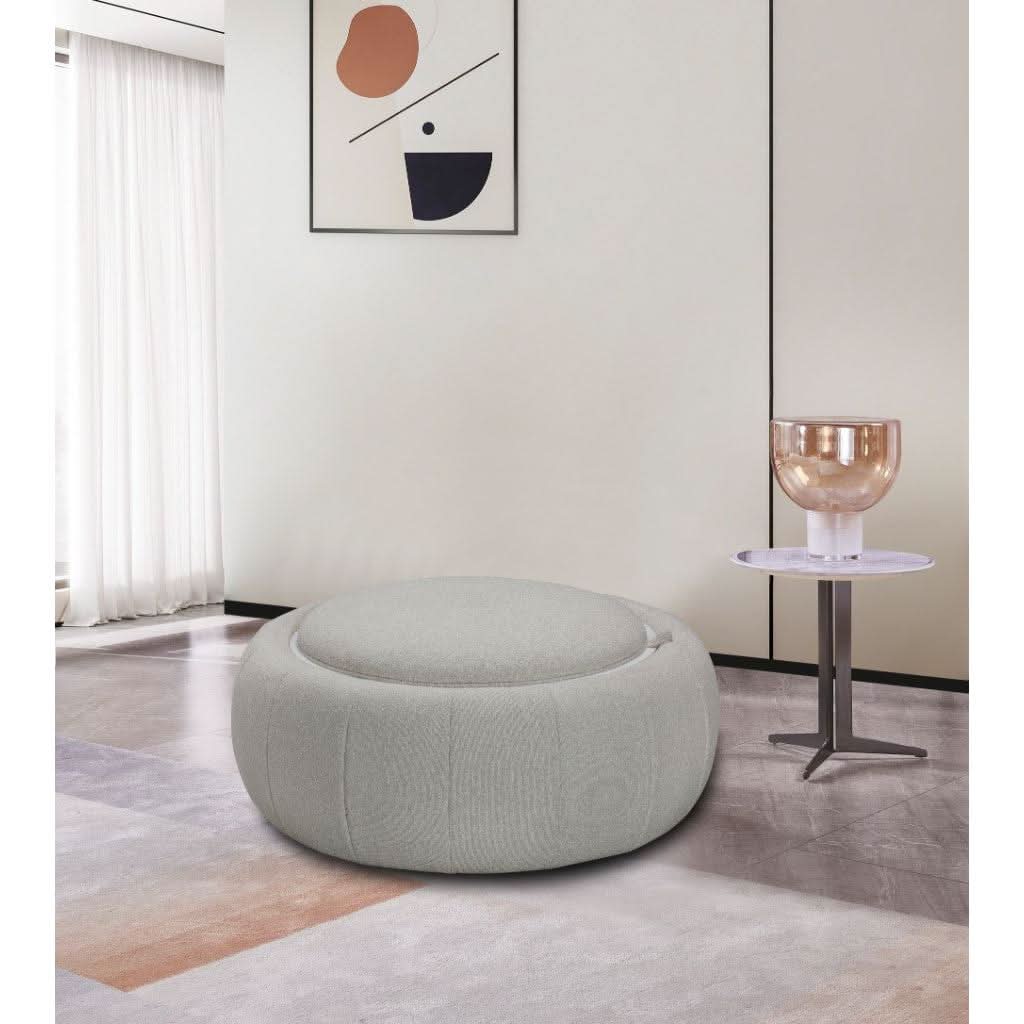 PICKARD  PLYWOOD & EUCALYPUS OTTOMAN  WITH STORAGE LINEN COLOUR