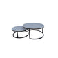 PEARSE SET OF 2 COFFEE TABLES WHITE MARBLE TOP/BLACK METAL LEGS