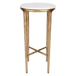 SOREN MARBLE PETITE SIDE TABLE - BRASS FRAME 90CM