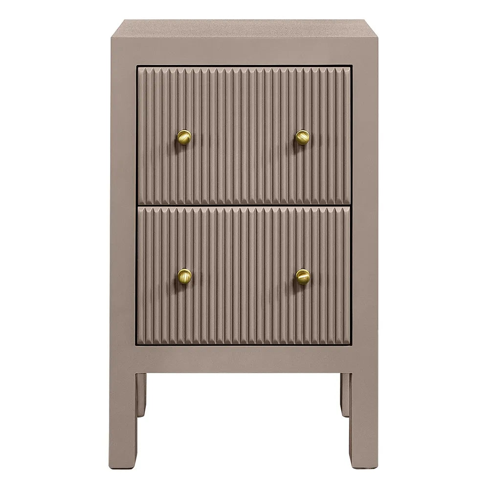 JAYLA PETITE TAUPE 2-DRAWER BEDSIDE TABLE