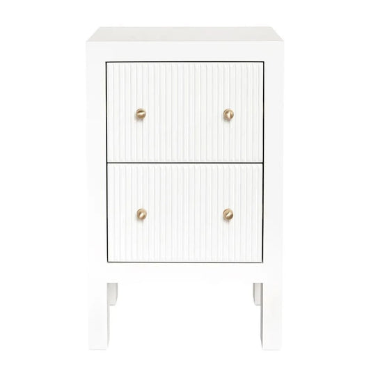 JAYLA PETITE WHITE 2-DRAWER BEDSIDE TABLE