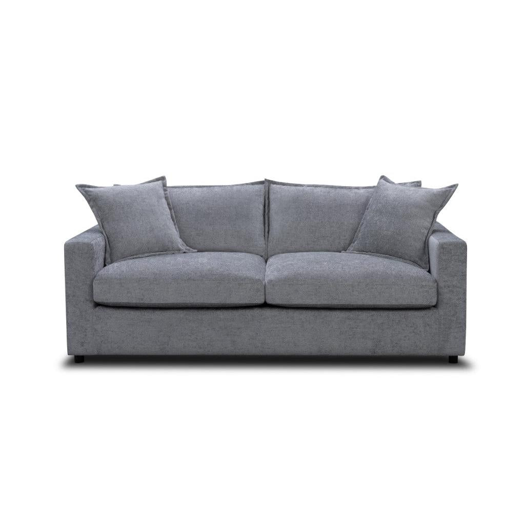DEVINE 2 SEATER SOFA BED IN PEWTER COLOURED FABRIC - MyChocolateWood