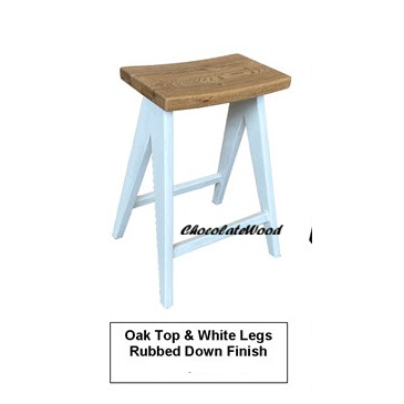 CHARLI STOOL OAK TOP & WHITE LEGS RUBBED DOWN FINISH 48X41 65 CM