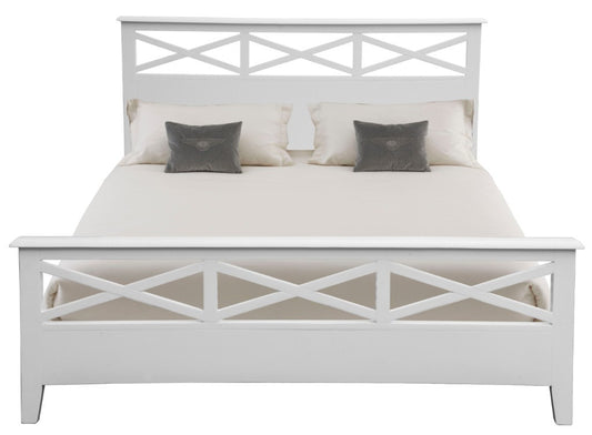LUGANO HAMPTONS STYLE ACACIA DOUBLE BED WHITE