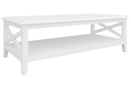 LUGANO HAMPTONS STYLE ACACIA RECTANGULAR COFFEE TABLE WHITE