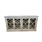 REINA GREYWASHED RECYCLED TIMBER/GLASS 4-DOOR BUFFET/SIDEBOARD