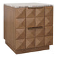 HAMPSHIRE RIVER BROWN MARBLE/WALNUT 2-DRAWER BEDSIDE TABLE