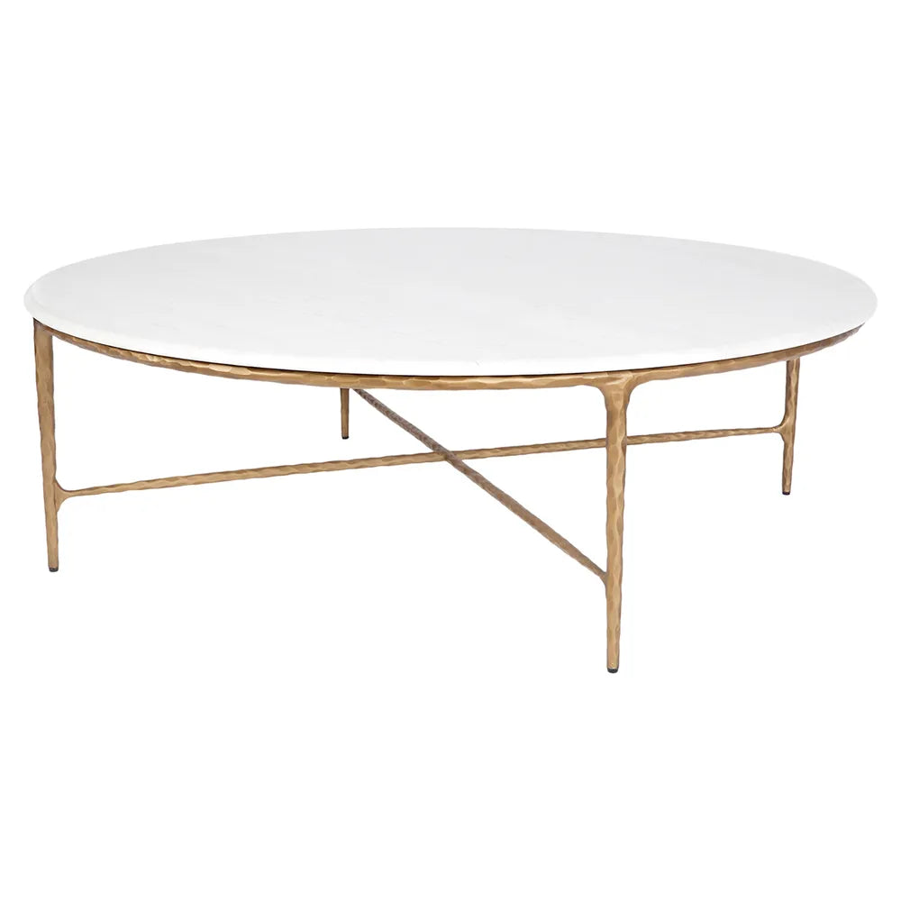 SOREN MARBLE ROUND COFFEE TABLE - BRASS FRAME DIA:120CM