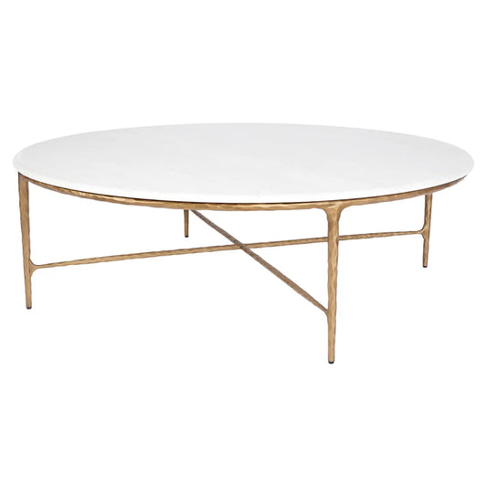 SOREN MARBLE ROUND COFFEE TABLE - BRASS FRAME DIA:120CM