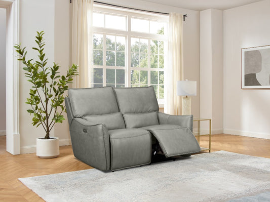 CARRERA LEATHER 2-SEATER DUAL MOTOR ELECTRIC RECLINER  SOFA GREY