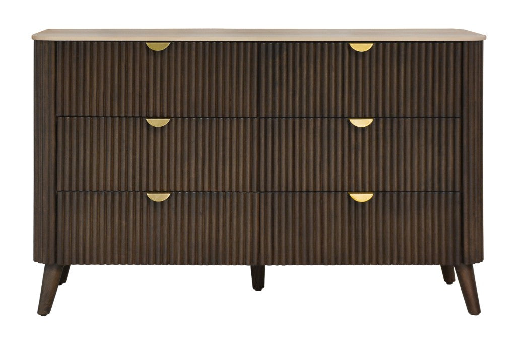 SEVERIN SOLID & VENEER MALAYSIAN HARDWOOD 6  DRAWER DRESSER/ 6 DRAWER CHEST OF DRAWERS  WALNUT