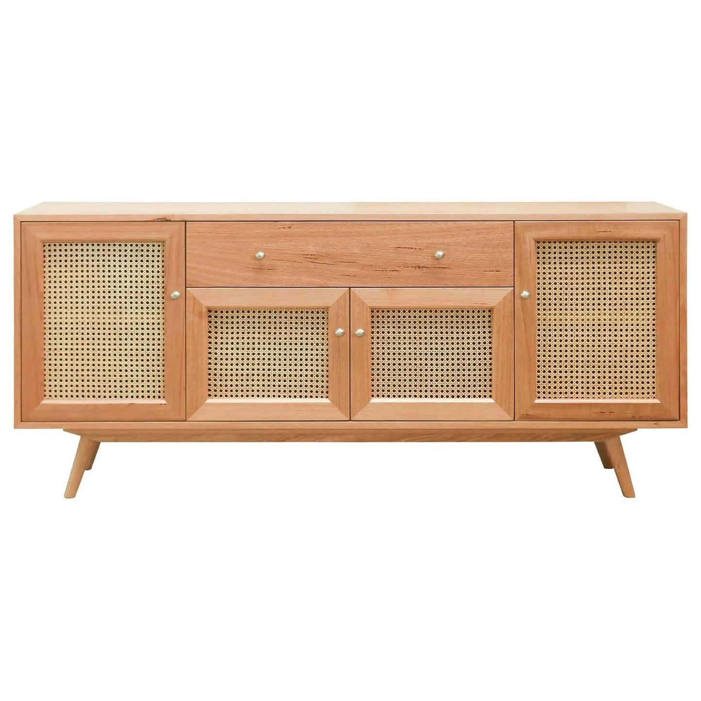 HADLEIGH OAK & RATTAN 1 DOOR 4 DRAWER SIDEBOARD BUFFET NATURAL