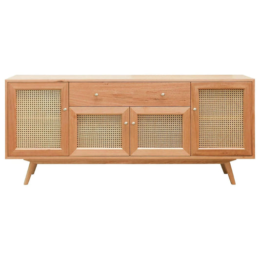 HADLEIGH OAK & RATTAN 1 DOOR 4 DRAWER SIDEBOARD BUFFET NATURAL
