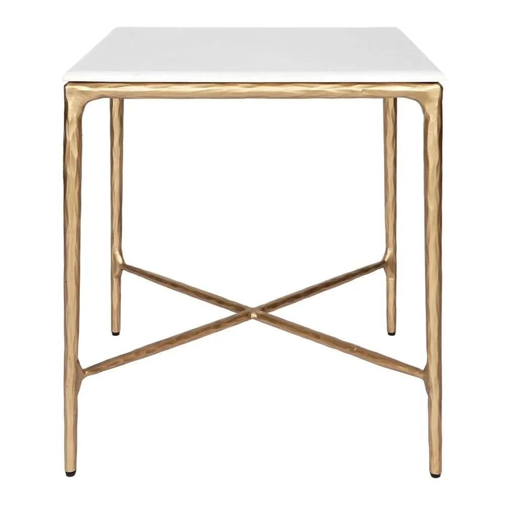 SOREN SQUARE MARBLE SIDE TABLE/LAMP TABLE - BRASS FRAME