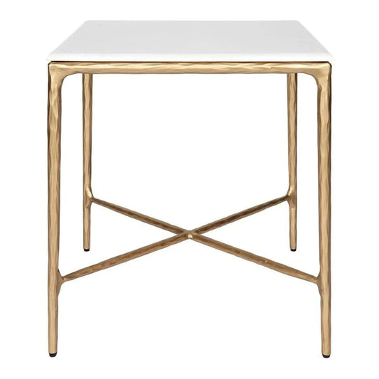 SOREN SQUARE MARBLE SIDE TABLE/LAMP TABLE - BRASS FRAME