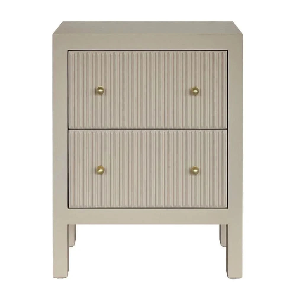 JAYLA SMALL BEIGE  2-DRAWER BEDSIDE TABLE