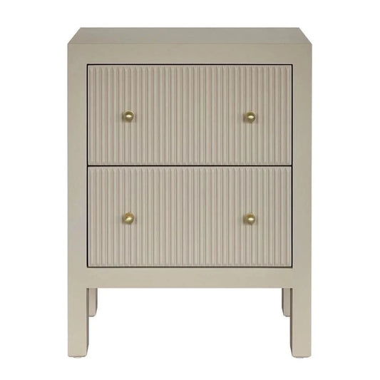 JAYLA SMALL BEIGE  2-DRAWER BEDSIDE TABLE