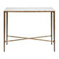 SOREN MARBLE SMALL CONSOLE TABLE/HALL TABLE - BRASS FRAME 90CM