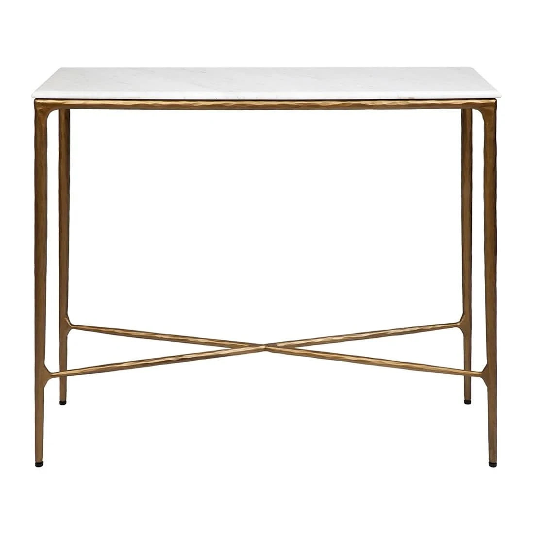 SOREN MARBLE SMALL CONSOLE TABLE/HALL TABLE - BRASS FRAME 90CM