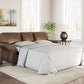 EMBER 3 SEATER FAUX LEATHER SOFA BED WITH QUEEN MEMORY FOAM MATTRESS BROWN