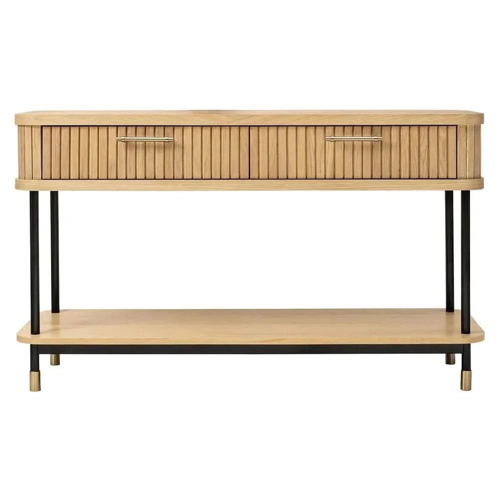PEMBROKE OAK TIMBER 2-DRAWER CONSOLE TABLE HALL TABLE NATURAL